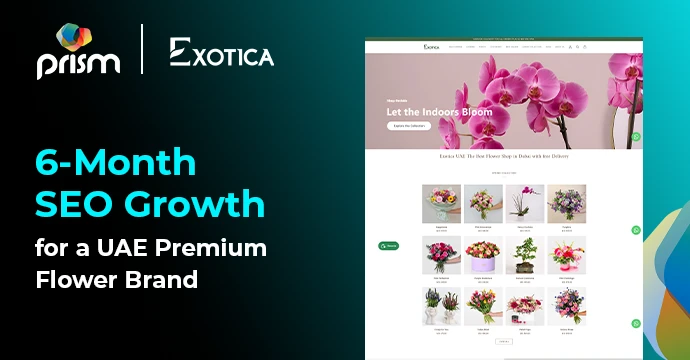 6-month SEO growth case study for Exotica, a premium UAE flower brand, showing website and organic growth results